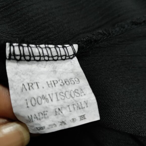 Made in Italy Whimsy Boho Black Lace Trim Ruffle Button Up Sleeve Blouse - Picture 8 of 10